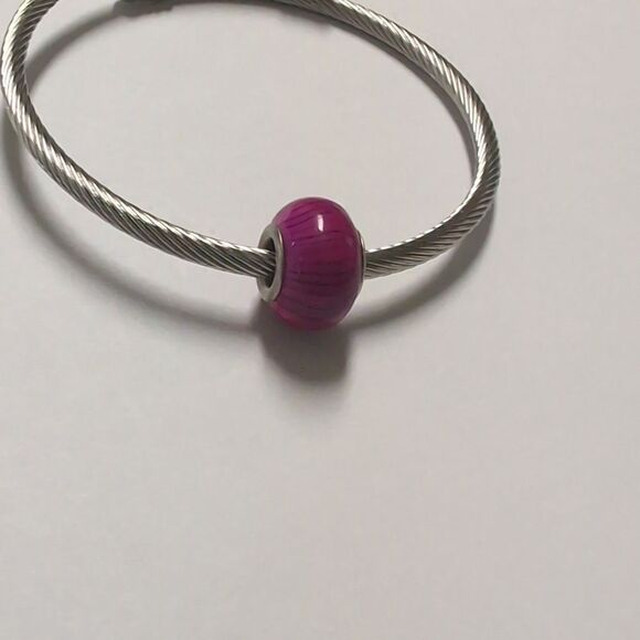 Pink with Black Stripes Charm for Pandora Style‎ Bracelet - Picture 1 of 5
